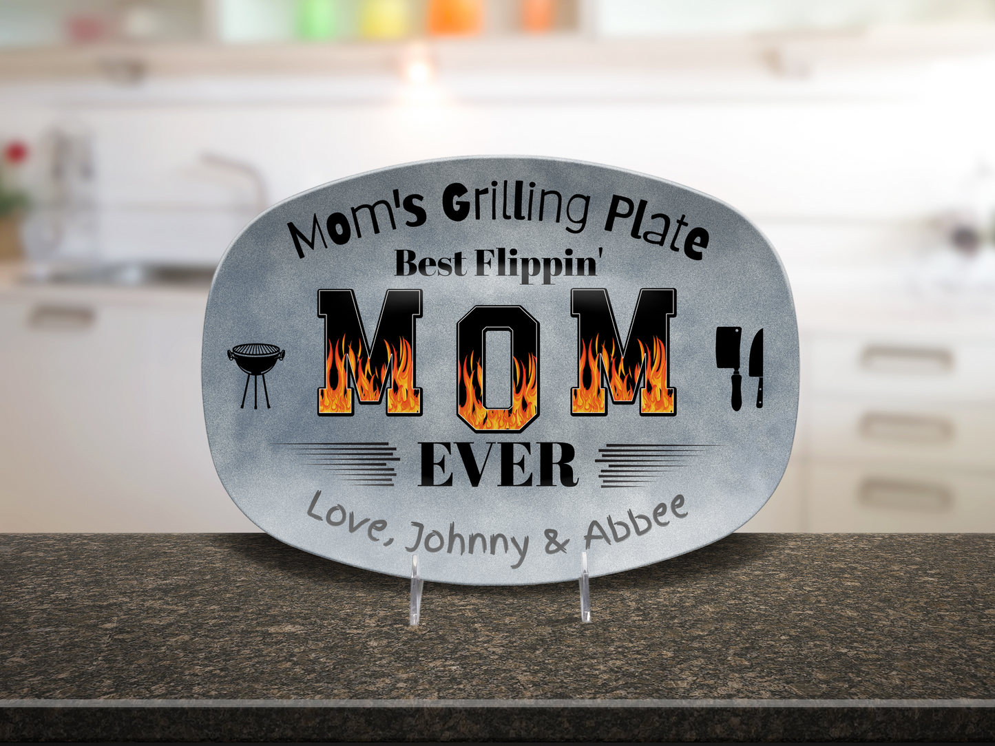 Mom’s BBQ Platter – Personalized Grilling Plate from Kids