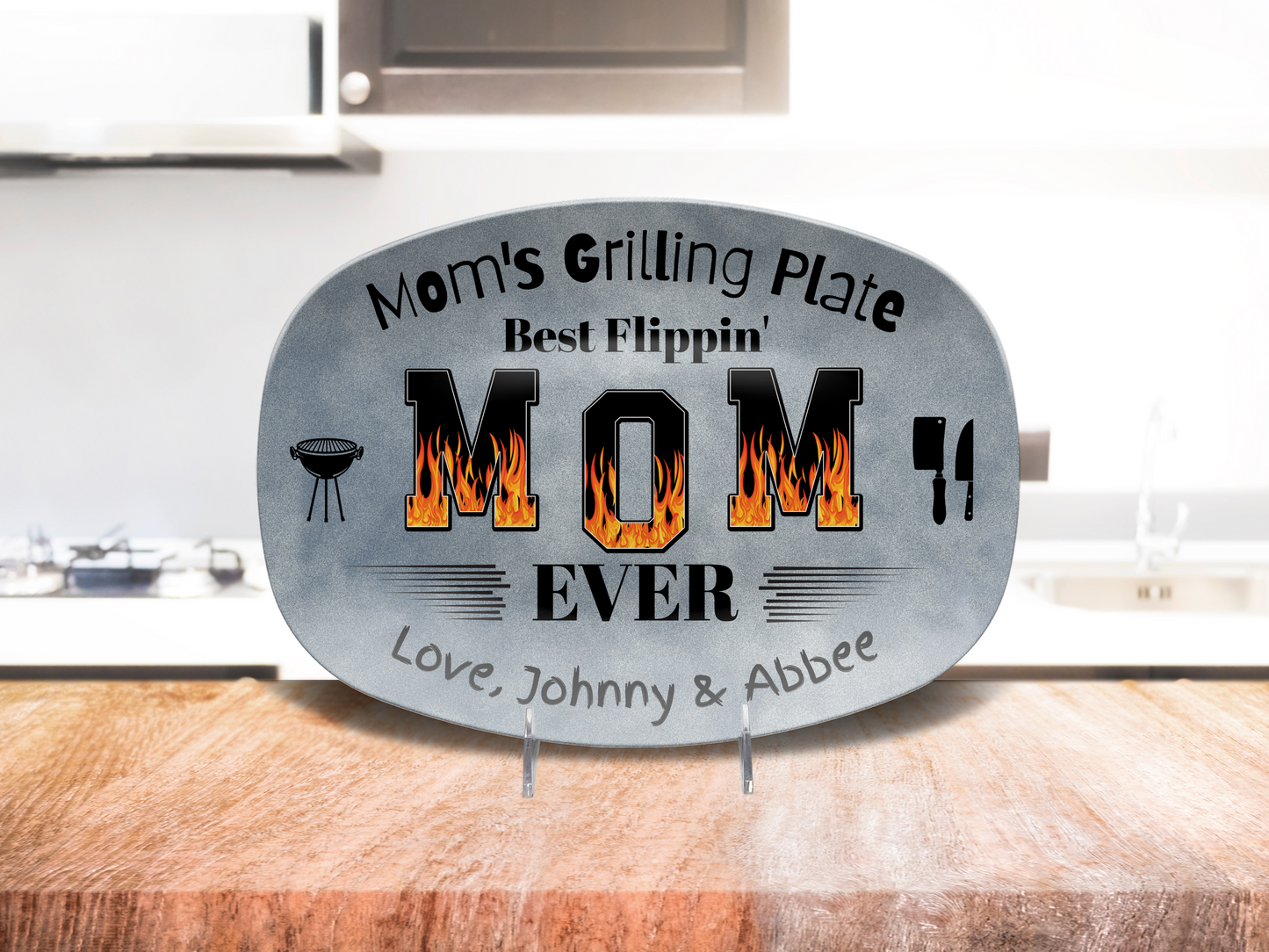 Mom’s BBQ Platter – Personalized Grilling Plate from Kids